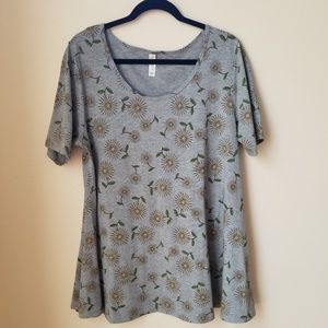 Lularoe Grey Flower Classic T size Large